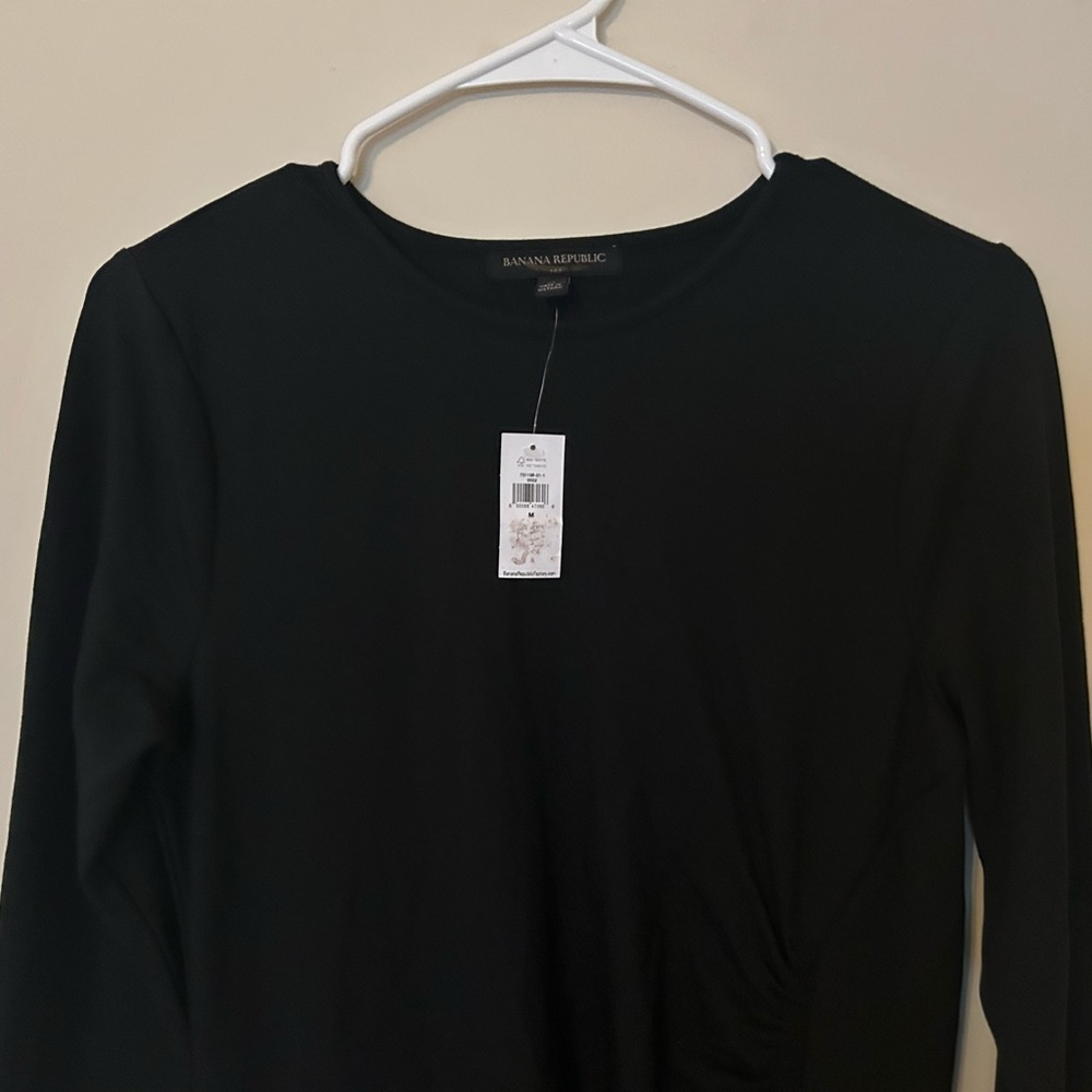 Banana Republic Factory Ruched Black Long Sleeve Dress Size Medium NWT - Picture 9 of 13